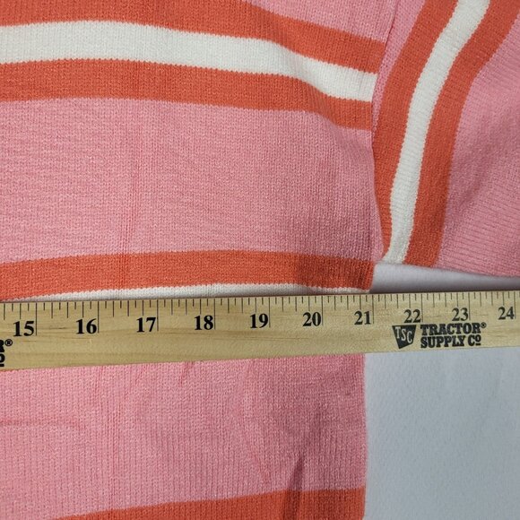 Pink Striped Cardigan Sweater Women's Medium Button Up Soft Career Colorful New - Picture 5 of 8